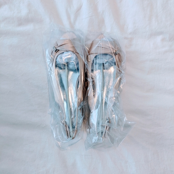 Champagne Peep Toe Slingback Flats - Picture 10 of 12